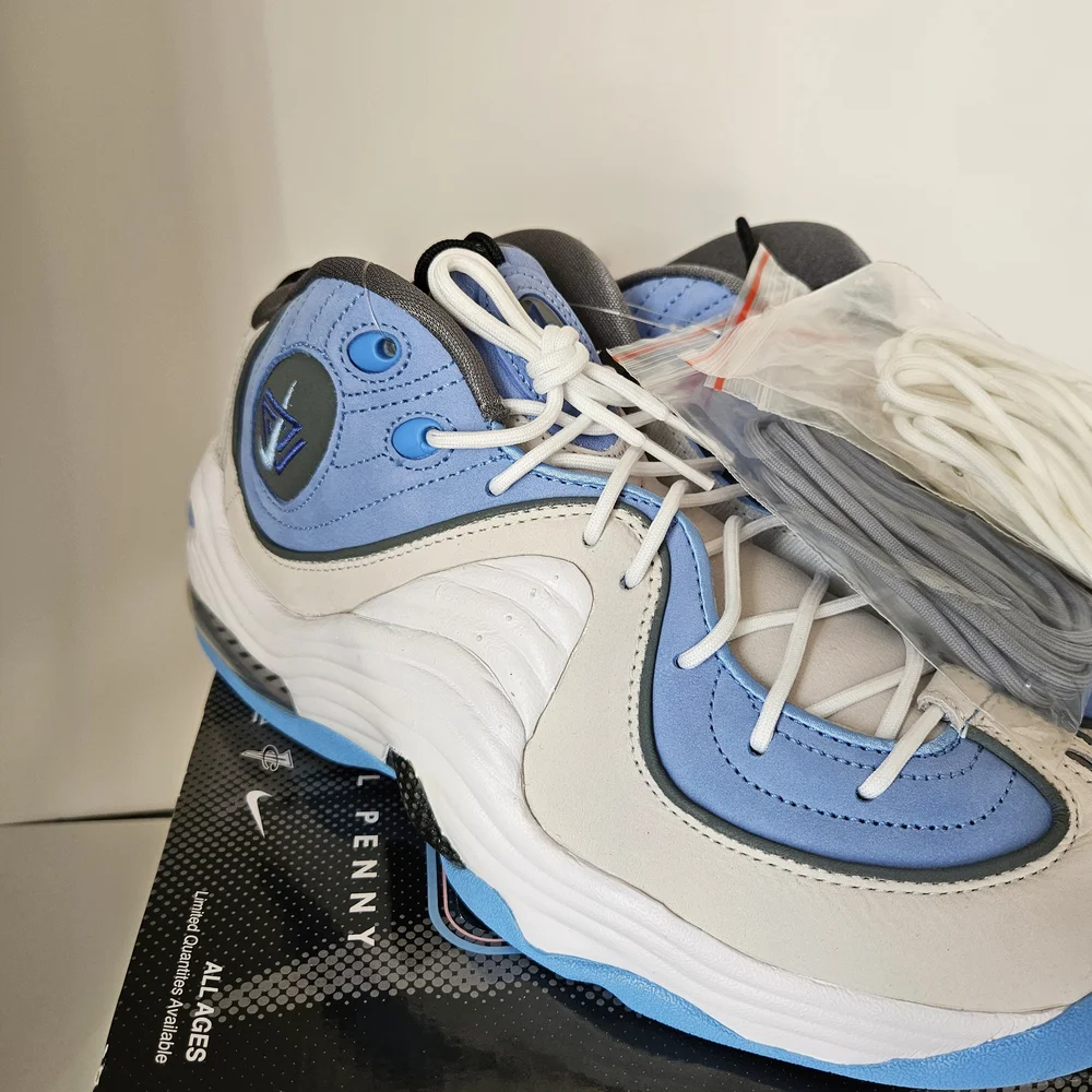Nike‎ Air Penny 2 x Social Status White Blue Sneakers Size 9.5 BNIB DM9132-100